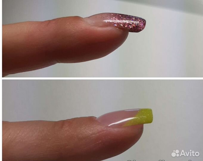 Маникюр, наращивание акрилом, выкладной френч