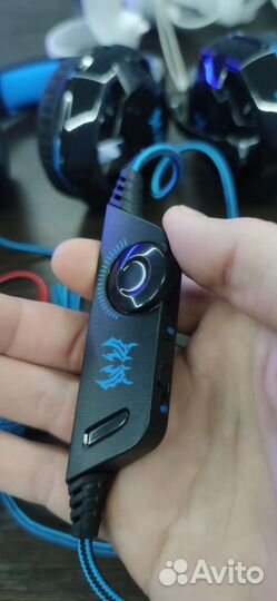 Наушники игровые с микрофоном и 3D звучанием. Бу
