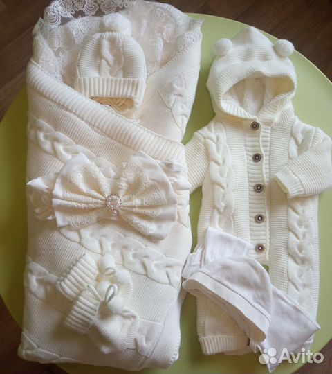 Вязанный комплект на выписку осень-весна
