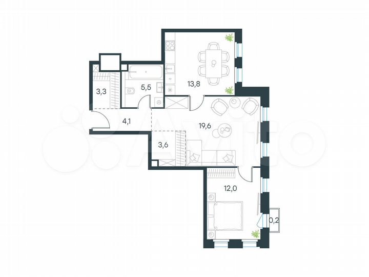 2-к. квартира, 62,1 м², 20/31 эт.