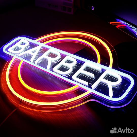 Неоновая вывеска парикмахерская с доставкой