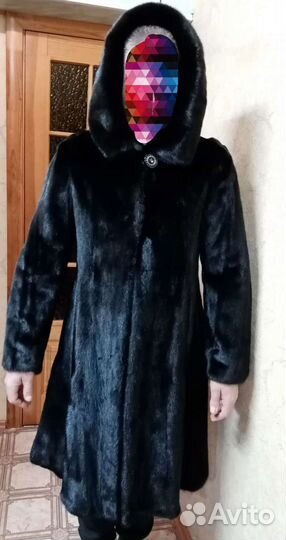 Шуба норковая с капюшоном