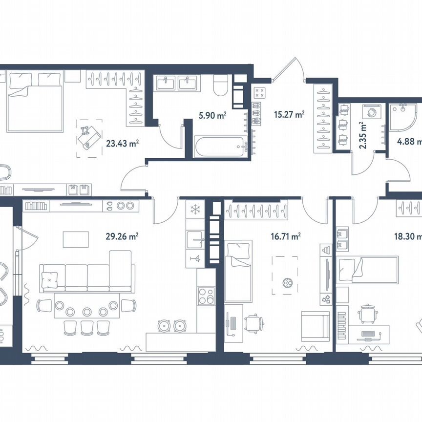 3-к. квартира, 119 м², 2/11 эт.