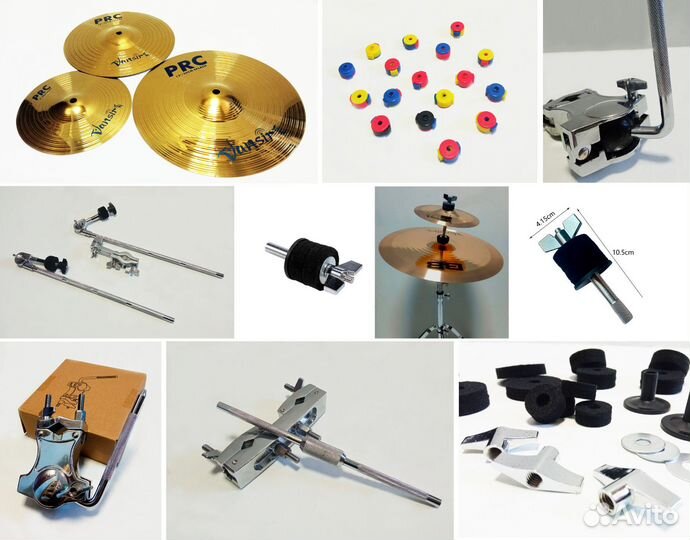 Клэмпы, стойки, крепления, тарелки для барабанов