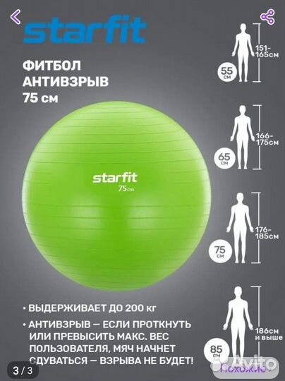 Гимнастический мяч фитбол 75 см