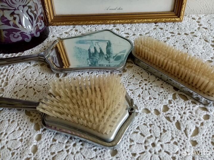 Зеркало расческа щётка набор женский винтаж Англия