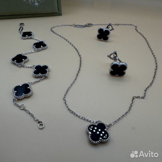 Набор Van Cleef & Arpels оникс серебро