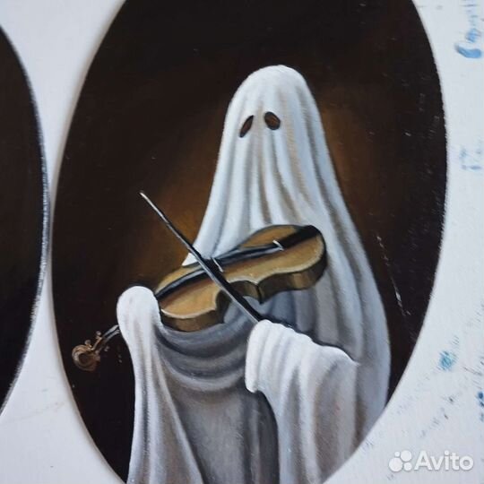 Картина маслом овальная приведение 30*20