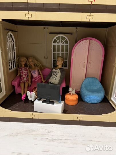 Кукольный домик для барби с мебелью