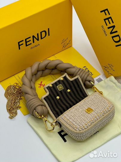 Новая женская соломенная сумка Fendi Baguette