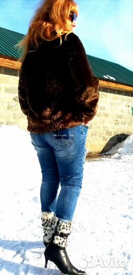 Шубка, мех под леопарда, 50 размер