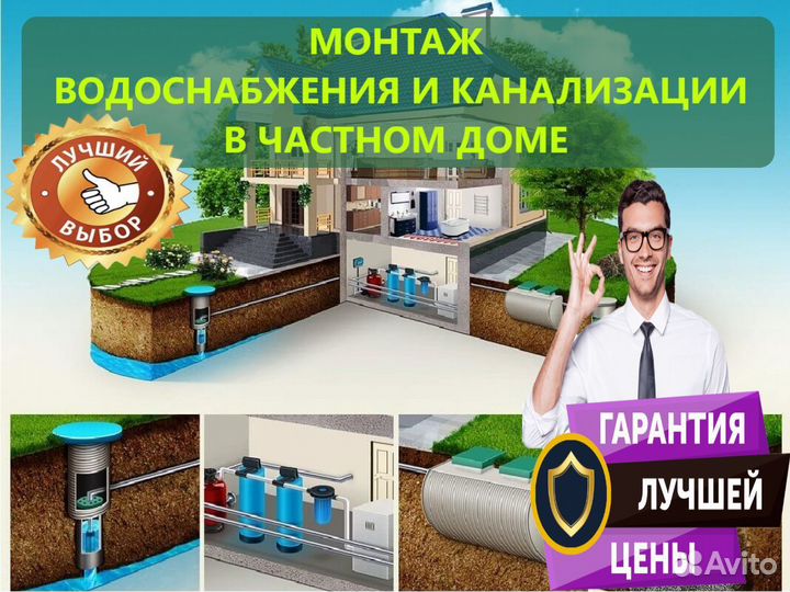 Водоснабжение от колодца+септики из бетонных колец