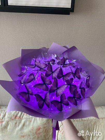 Букеты из атласных лент, бабочек и конфет