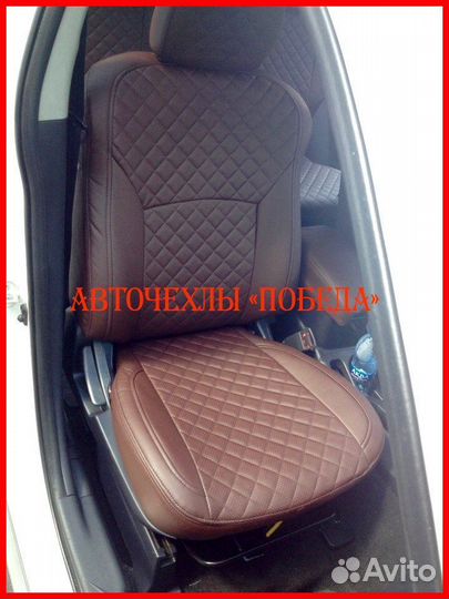 Чехлы Mitsubishi Outlander XL из экокожи коричневы