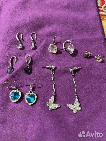 Серьги серебро,браслеты и серьги бижутерия