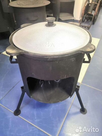 Казан чугунный узбекский Наманган + печь. Комплект