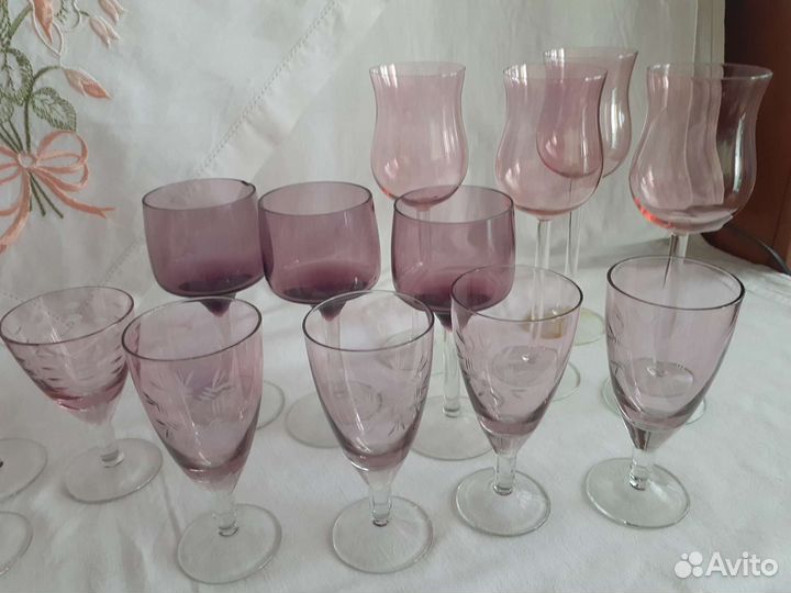 Фужеры марганцевое стекло СССР