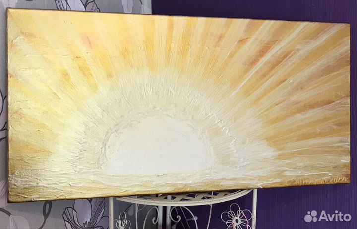 Картина яркое солнышко для подарка 80х40х1,8 см