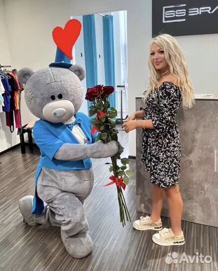 Высокие розы 120см + доставка Тедди