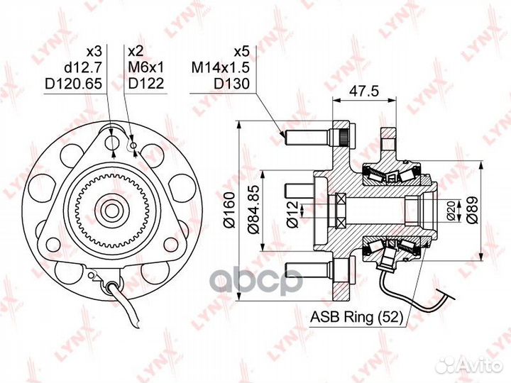 Ступица колеса перед прав/лев WH1161 lynxauto