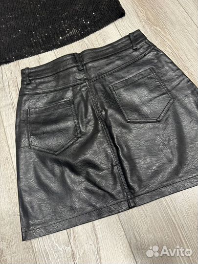 Юбка кожаная 44