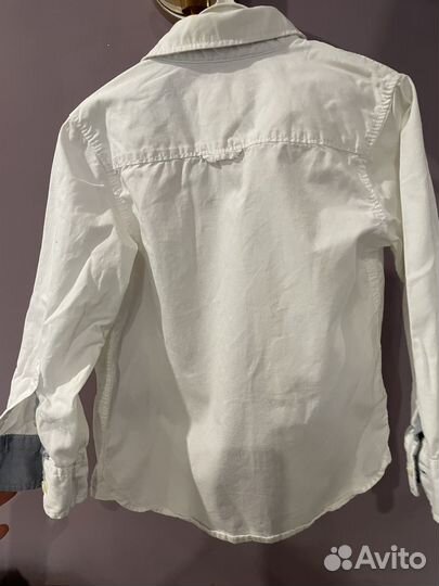 Рубашка белая, синяя, в полоску 104 3-4г H&M