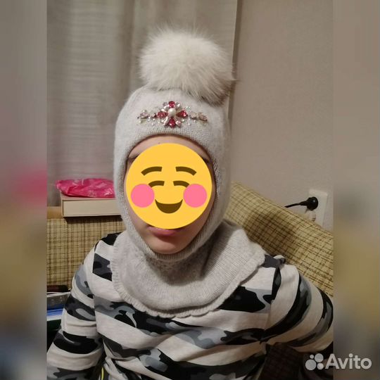 Шапка шлем на девочку 52-54