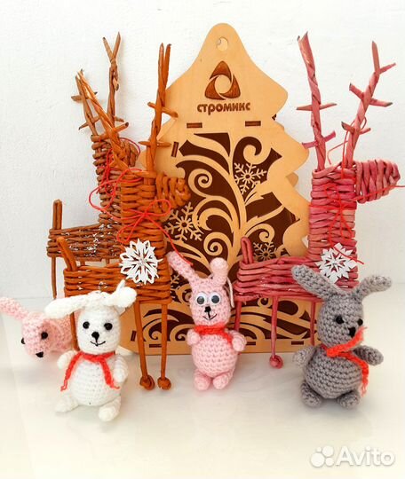 Игрушки ручной работы Олени Кролики Елка