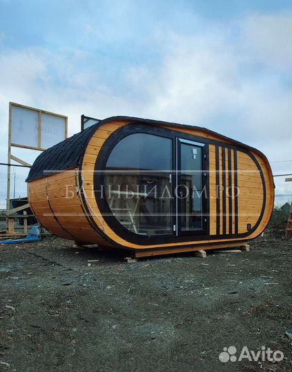 Баня Бочка с панорамным окном