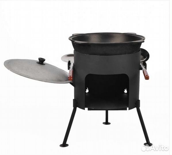 Казан обожжёный 10 л + печь + шумовка. Комплект