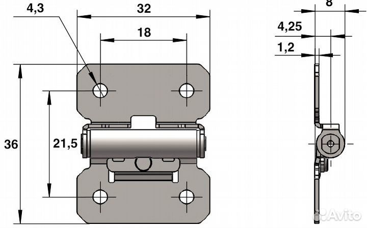 Петля с регулировкой усилия L312C, нерж