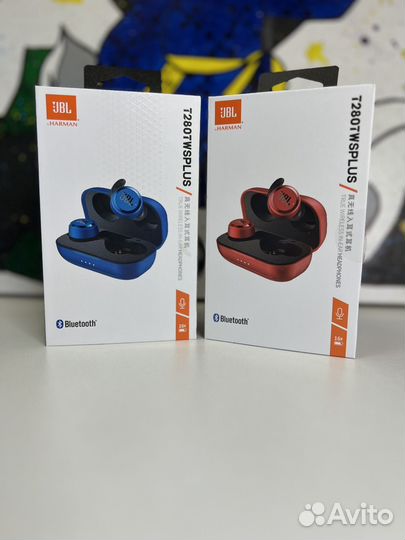 Наушники JBL T280 TWS Plus синий/красный