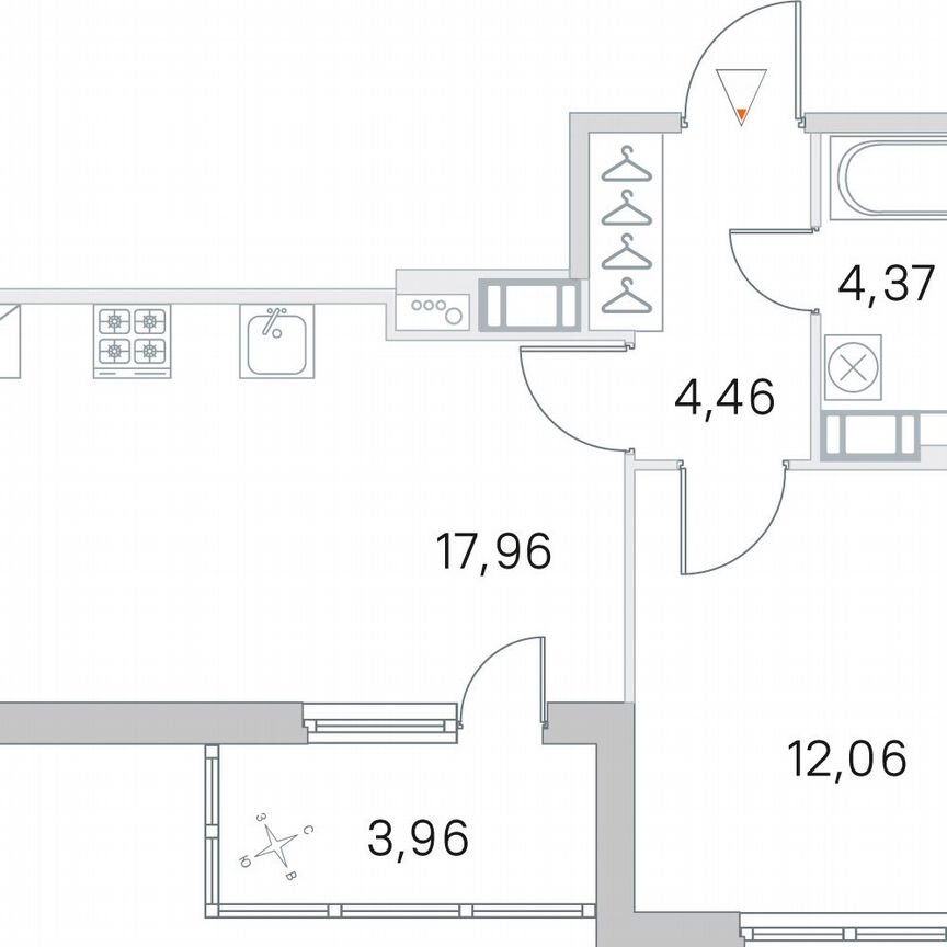 1-к. квартира, 40,8 м², 3/5 эт.