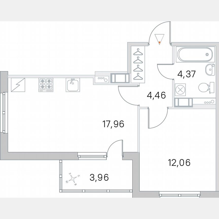 1-к. квартира, 40,8 м², 3/5 эт.