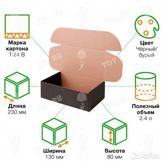 Короб кс-532 мгф, чёрный, 230*130*80 мм
