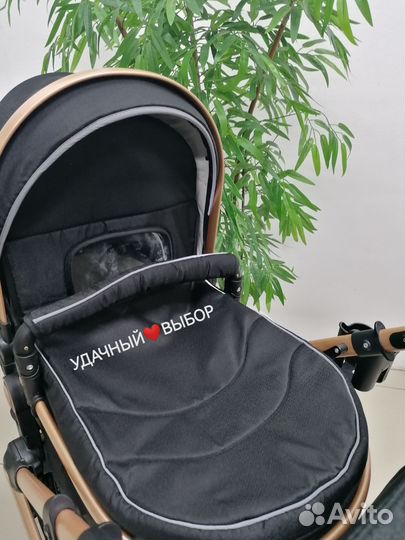 Новая коляска 3в1 Luxmom 518 NEW (чёрный текстиль)