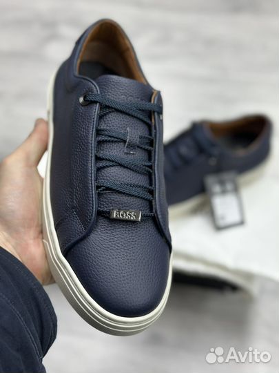 Кеды Hugo Boss мужские синие кожаные