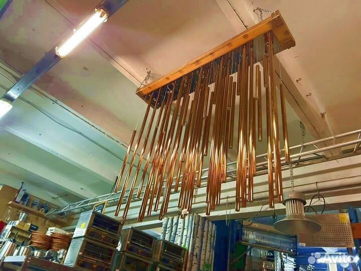 Люстра из сплава трубы цвет золото