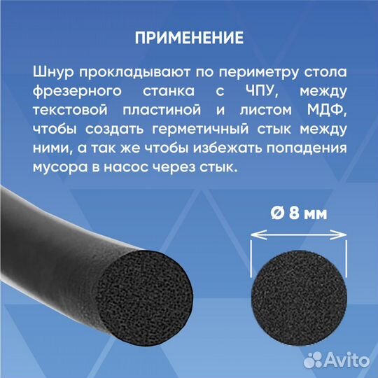 Шнур пористый 8 мм для чпу (вакуумных зон)