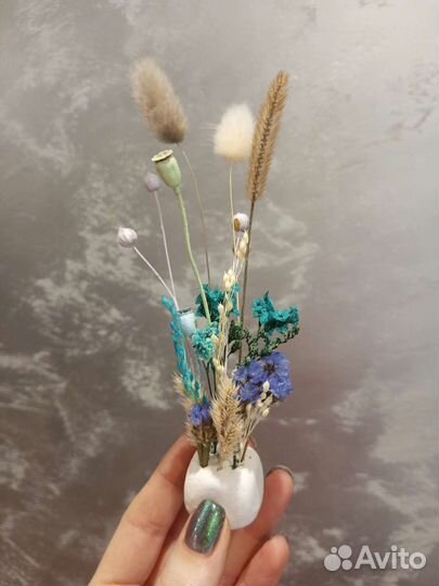 Сухоцветы в вазе мини, декор стола, подарок мини