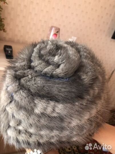 Шапка норковая, вязанная, на подкладе