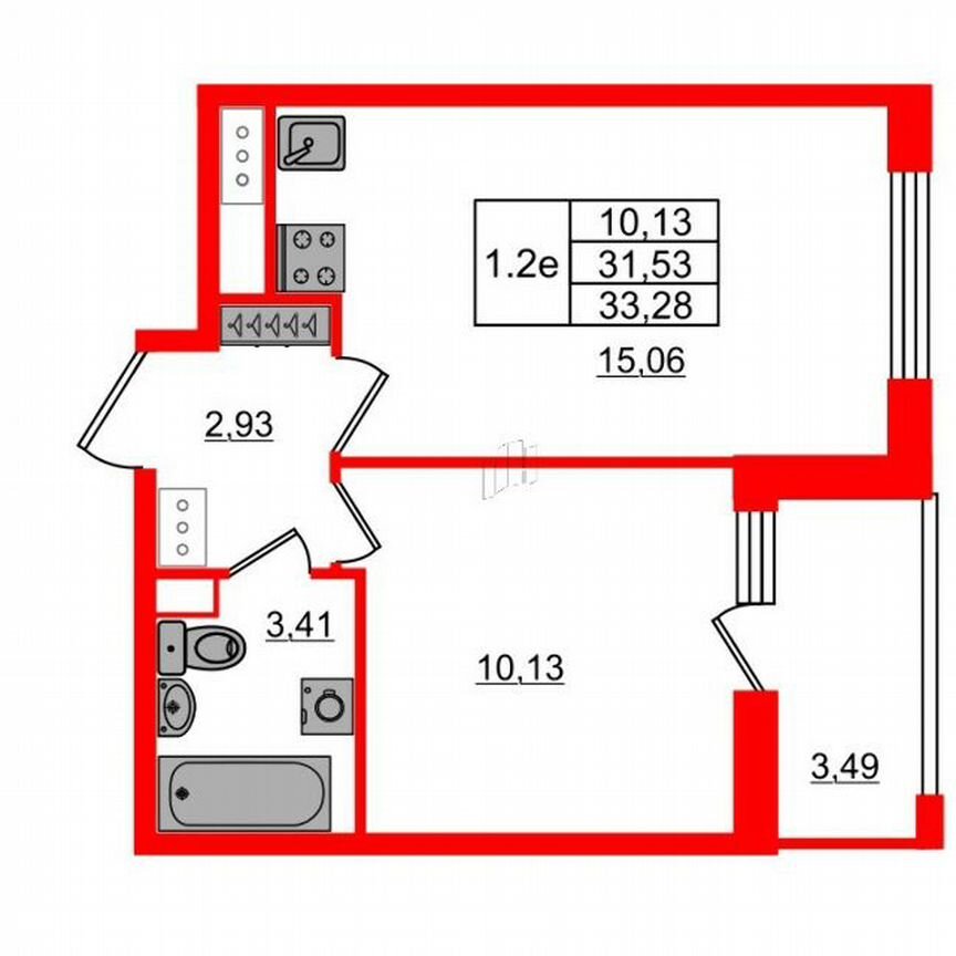 1-к. квартира, 31,5 м², 17/17 эт.