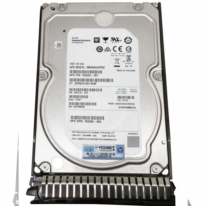 [765252-001] Жесткий Диск Hp 4tb Mb4000jefnc 765252-001 Sas 3,5