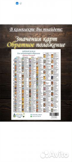 Шпаргалка для карт Таро Манара