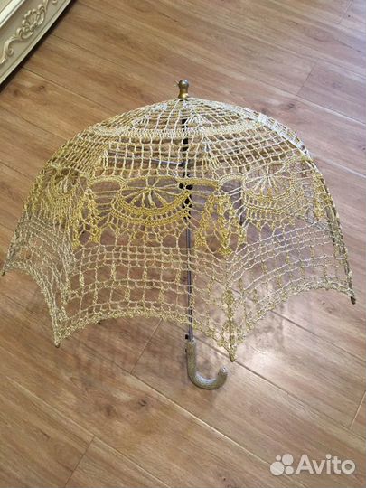 Зонт вязание зеленый и Нитки метанит 150 м серебро