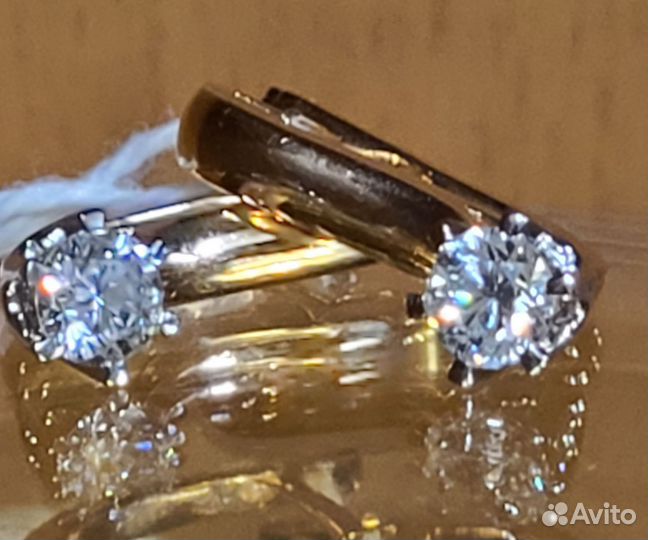 Золотые серьги с бриллиантами СССР