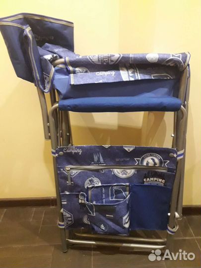 Туристический, раскладной стул для рыбалки синий