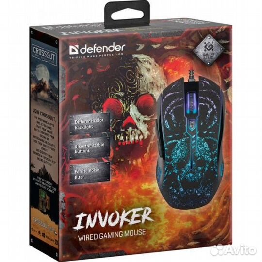 Проводная игровая мышь Defender Invoker GM-947
