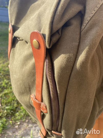 Рюкзак новый холщовый с кожей
