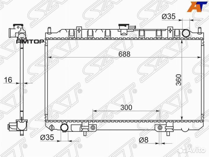 SAT NS0001-16D Радиатор Nissan AD 99-02 / Sunny 98